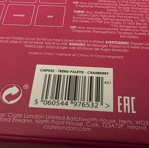 Ciate London Cranberry 9 Piece Eyeshadow Palette 0.38 Oz - Picture 11 of 11